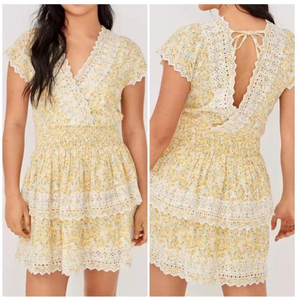 American eagle ruffle tiered floral dress sz M
